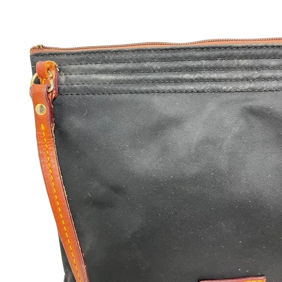 DOONEY & BOURKE Black Brown Genuine Leather Canvas CROSSBODY Purse Messenger Bag - Picture 11 of 16